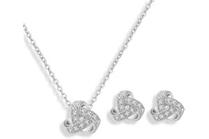 Jancosta 18K Gold Plated Jewelry Set of One Necklace with Triple Loops and and Two Earring Studs