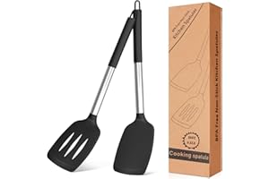 VONSERA Espátulas de Silicona para Cocina, Utensilios de Cocina-Lengua y Pinza Antiadherente Antirrayas, Resistente al Calor 220°Cpara Hornear, Parrilla y Freír