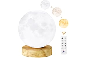 ‎DENG JR Deng Jr Tageslichtlampe 10000 Lux Moon Lichttherapielampe,Simulation von Tageslicht, UV-freie Sonnenlichtlampemit Fernbedienung, 3 Farbtemperaturen, einstellbareLichtintensitaten und Timer
