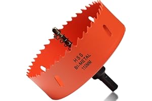 ITOOLFIRM Sierra perforadora bimetálica de 110 mm, broca perforadora para madera y metal, corona redonda bimetálica con profundidad de corte de 35 mm para acero, hierro fundido, aluminio, paneles de yeso,