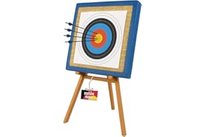 ‎BSW STRONGHOLD Zielscheibenmatte aus Stroh 90x90 cm – wetterfeste Bogensport Zielscheibe inkl. 3 FITA Zielauflagen – Pfeilfangmatte Schießscheibe für Recurve & Freizeitbogen