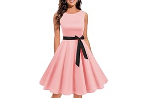 Gardenwed Robe Vintage 1950's pin-up Robe de Cocktail Femme Audrey Hepburn A-Ligne pour Soirée Rockabilly Swing