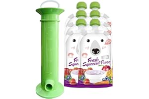 FUNMIX Rellenador de Bolsas para Comida de Bebé con Bolsas Exprimibles Reutilizable - Llenado de Bolsas para Puré de Frutas Rellenable - Bolsa de Comida Portátil para Bebés Niños Pequeños (Verde)
