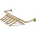 ITOOLFIRM Heavy Duty Iron Pipe Clothing Rack, 100cm Adjustable Metal Garment Tidy Rail Wall Mounted, Elegant Gold Vintage Steel Rod Wardrobe Storage Hanging Bar 25cm Deep