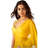 Sidhidata Women's Plain Pure Georgette Saree With Unstitched Blouse Piece (Rocky Aur Rani Ki Prem Kahani Alia Bhatt Saree)