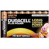Duracell MN2400 Plus Power Alkaline AAA Size Batteries, 16 Batteries, black