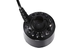 Mist Maker,12 LED Color Mister Foggers de Fontaine d'intérieur,24V Changement de Couleur Mini Taille Grande Capacité de Brume,brumisateur Ultrason avec Splash Guard,Parfait pour Halloween,Fontaine