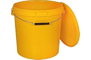 BenBow Secchio con coperchio, 30 l, giallo, 1 x 30 litri - Alimentare stabile ermetico a prova di perdite neutro inodore contenitore in plastica con manico in metallo vuoto - per uso domestico