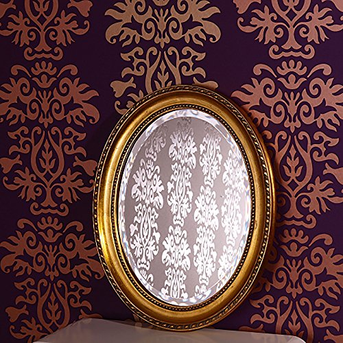 OVALER FACETTEN SPIEGEL IM BAROCK RAHMEN 48x38cm Wandspiegel Jugendstil-Look gold