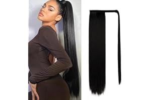 DKDDSSS Extension a coda di cavallo, lunga 61 cm, capelli sintetici, extension per capelli da donna, nero