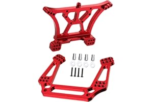 hopsupRC RC Front Rear Shock Tower Upgrade Parts for 1/10 Slash VXL 2WD,Rustler VXL 2WD,Bandit VXL 2WD,Alloy Aluminum Front Rear Shock Tower Set Hops Up,Replace 3638 3639,2PCS,Red