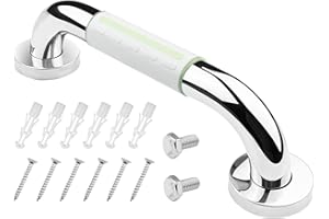 Baxcdyswe 30cm Maniglia Doccia Anziani, Antiscivolo con Luce Fluorescente Maniglione Bagno Disabili, Doccia in Acciaio Inossidabile & ABS per Anziani, Gravida, Bambini, Persone Mobilità Ridotta