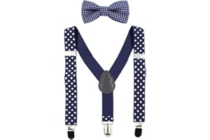 HANERDUN Kids Braces Bowtie Sets Adjustable Suspenders With Bow Ties Gift Idea For Boys And Girls