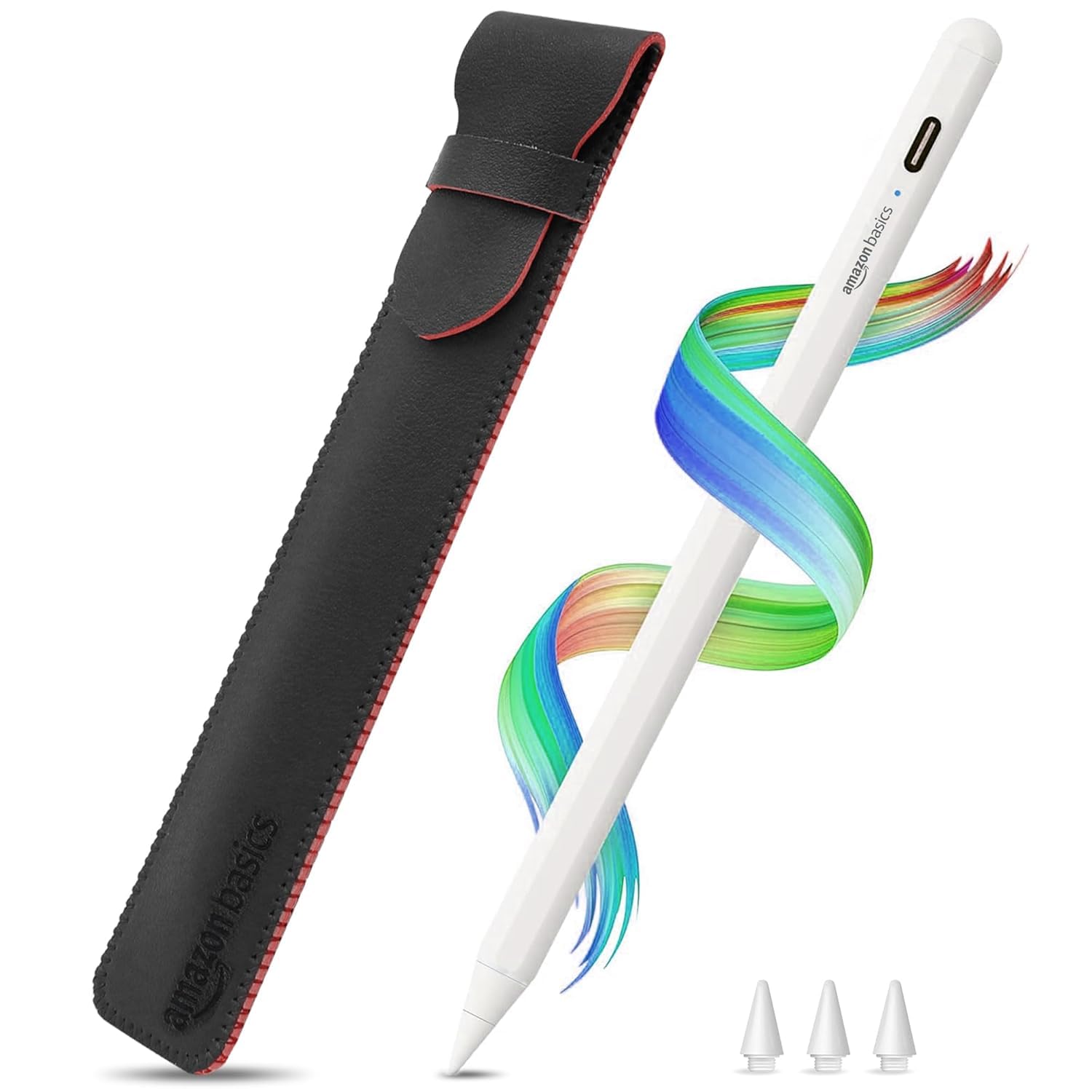 Amazon Basics 2nd Gen Stylus Pen for IPAD | Supports Palm Rejection, Tilt Sensor, Precise for Writing/Drawing| for iPad 6/7/ 8/ 9th Gen; iPad 10.2", Pro 11/12.9", Mini 5/6th, Air 3/4th Gen (White)