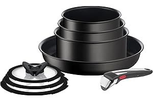 ‎TEFAL TEFAL L3959053 Zestaw INGENIO Unlimited On, patelnia 28 cm, rondel 16/18 /20 cm + pokrywki 16/18 /20 cm, odpinana rączka, bez PFOA, wskaźnik Thermo Signal, do wszystkich kuchenek, aluminium, czarny