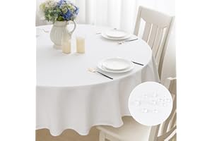 ‎MOSAYT mosayt Tischdecke Abwaschbar Rund 80 cm Wasserabweisend Tischtuch Weiß Mitteldecke Tischdecken Abwischbare Outdoor Tischwäsche Table Cloth für Weihnachten Garten Party Geburtstag Silvester Hochzeit