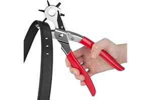 CUNSIEUN Leather Hole Punch Belt Puncher, Heavy Duty Revolving Plier Tool Multi Sized for Crafts, Card, Rubber,Dog Collars, Saddles, DIY Home or Craft Projects