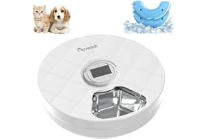 Auveach Futterautomat Katze Nassfutter Automat mit 2 Kühlakkus/Intelligenter Timer, 6 Mahlzeiten Automatischer Futterspender mit Schützen Pfoten/Abdeckung Design