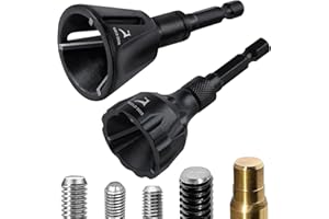 GOLD DEER 2Pcs Deburring Tool Chamfer Tool 1/8"- 3/4" and 1/4"- 1" Tungsten Carbide Chamfering Drill Bit Fast Hex Shank Deburr Drill Bit External Burr Removal for Metal Rod Bolt Pipe 3D Printing PVC