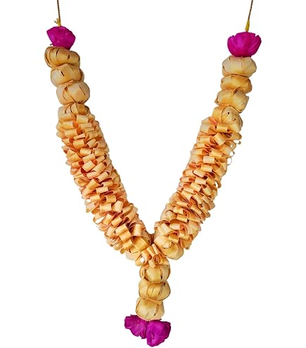 Sandalwood Processed Photo Frame Haar Mala – Chandan Scented Wooden Garland For God Photos, Ancestors & Pooja Room