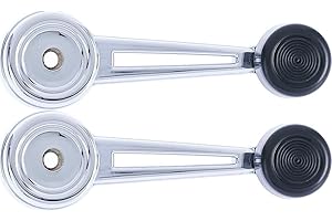 Performance PFM-707343 Window Crank Handle, Left and Right, Zinc Metal Chrome w/Black Knob, Set of 2 for 1967-1977 Ford Bronco Mustang E-200 Econoline E-300 Econoline F-100 F-250 F-350 Maverick