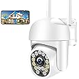 KAMEP Outdoor Security Camera with Color Night Vision, PTZ Camera Outdoor, 1080P Home 2.4G Wireless Wifi IP Wired CCTV Camera, Pan Tilt, Auto Tracking, PIR Motion Detection, IP66, 2-way Audio