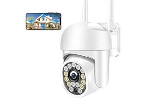 KAMEP Outdoor Security Camera with Color Night Vision, PTZ Camera Outdoor, 1080P Home 2.4G Wireless Wifi IP Wired CCTV Camera, Pan Tilt, Auto Tracking, PIR Motion Detection, IP66, 2-way Audio