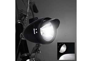 WOSUNE Faro per bicicletta super leggero, faro anteriore per bicicletta nero resistente in metallo vintage, 8.2 * 14cm Decorazione fai-da-te per bici vintage