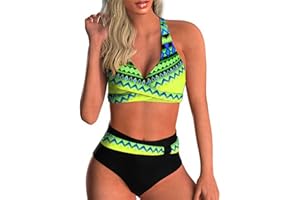 COZYAN Femme Maillots de Bain Deux Pièces Push-up Ensembles Deux pièces Maillots de Bain Femmes 2 Pieces Crossover Push Up Bikini Sets Tribal Print Ensemble de Tankini