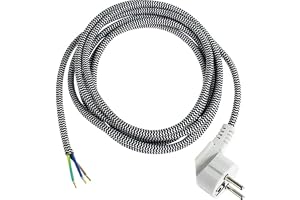 as - Schwabe 87202 Järn Anslutning Textil Linje med Vinklad Plugg, IP20, 3 meter Kabellängd, Svart
