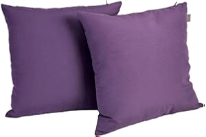 DiseLio 2 Fundas de Cojín Algodón 45 x 45 cm Color Lila, Hecho en España. Cojines Decorativos Color Liso para decoración de la casa (L-C-45x45 Lila)