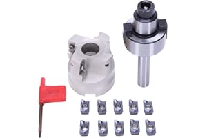 Ahvqevn C12 FMB22 + 400R Fresa per Spianatura Frontale Ad Angolo Retto 50Mm + 10 Pezzi Inserti nel Metallo Duro APMT1604 con Chiave per Utensile di Fresatura