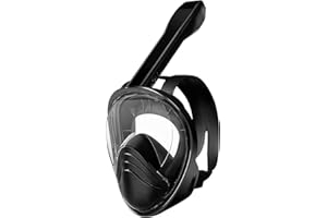 JOVRUN Full Face Snorkeling Mask 180° Panoramic View with this Anti-leak and Anti-fog Snorkel Mask Set designed for adults includes a detachable camera adjustable straps Full Face Snorkeling Mask Black L/XL