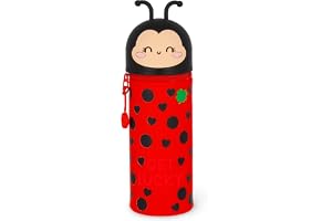 Legami - Kawaii 2-i-1 mjukt silikonfodral, ladybug-tema, pennhållare, pennhållare, dragkedja, pastellpennor, H 21,7 cm
