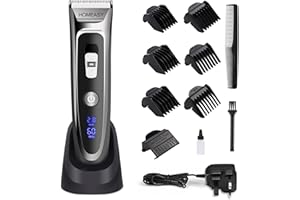 HOMEASY Hair Clipper Men, Beard Trimmer Electric Hair Trimmer Rechargeable Waterproof Mens Grooming Kit Hair Cutting Machine with LED Display Ceramic Blade Hair Shaver 2 in1 for Men Kids Barbers