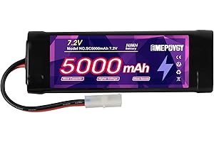 EMEPOVGY RC NiMH Battery 7.2V 5000mAh Capacity Rechargeable 6-Cell Flat Battery Pack with Tamiya Plug for RC Car Truck Hobby
