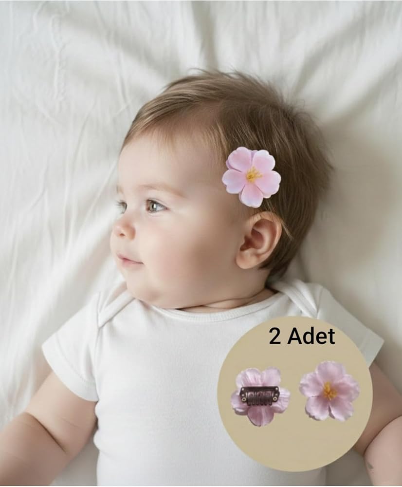 MutluBiDünya 2 Adet Yenidoğan Tokası, Saçsız Bebek Tokası, Az Saçlı Bebek Tokası, Pembe