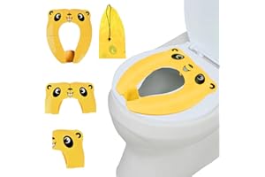 FUTUHADA Siège de Toilette de Voyage Pliable pour Enfants, Antidérapant Siège Pliable de Toilette, WC Réducteur de Toilette pour Bébé, Apprendre à Faire Sur Le Pot, Livré Avec Sac de Rangement (jaune)