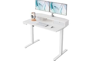 HUANUO Höj- och sänkbart skrivbord 80x53 cm med lådor, kompatibel C-klämmonteringsfäste, skrivbord med justerbar höjd med 4 m
