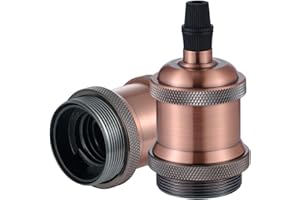 Vecys 2 Pezzi Portalampada E27 Vintage Bronzo Adattatore Edison Retro Portalampada Adattatore per Lampadine Vintage Lampada a Sospensione（Rosso Rame）