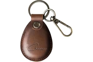 CHARINOR Hülle für Apple AirTag Anhänger, Airtags Schlüsselanhänger aus ECHTEM Leder, Versteckt Hülle für Air Tag[Dunkelbraun 2.0]