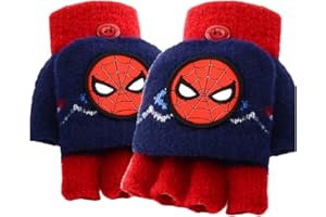 FEIFEI'S BOW Elsa Spiderman, guanti invernali in maglia calda e morbida fodera in pile termica, con copertura convertibile, per bambini e ragazze