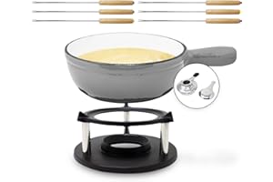 TOCIS BIG BBQ ToCi Fondue Sets, Chocolate Fondue Set with Burner, Cheese Fondue Sets with 6 Dipping Forks Sticks, Mini Fondue Cookware Kit for Home and Outdoor Entertaining, 1.5L Cast Iron Melting Pot with Stand