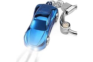 Icourtyard Creative Key Chain Car Keychain Flashlight with 2 Modes LED Lights 2 in 1 Car Key Chain Ring for Office Backpack Purse Charm,Great Gift for Men or Women (Blue)