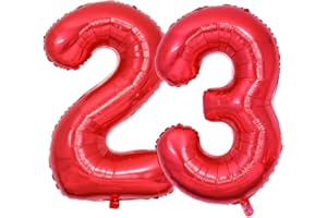 Vthoviwa 101 CM Compleanno Palloncini Numeri 23/32 Rosso, Pallone 23/32. 0-90 Compleanno Numero Palloncini Foglio, Palloncino 23/32 Decorazione Festa Supporta Elio