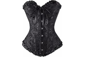Dreamburn Bustiers Corsets Bridal Lingerie Lace up Satin Boned Corset Women's Gothic Corsets Cinchers Overbust Bodysuit