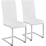 TecTake Set di Sedia a sbalzo per Sala da Pranzo | - Disponibile in Diversi Colori e quantità – (2X Bianco | Nr. 402550)