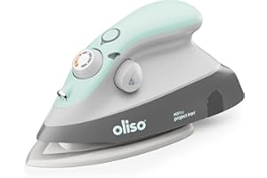 oliso M3Pro Mini Project Iron – Compact Size Steam Iron with LED Light for Textiles, Clothes, Sewing, Quilting and Crafts - 220V/120V, Diamond Ceramic-Flow Soleplate, Hot Iron Rest Included, Aqua