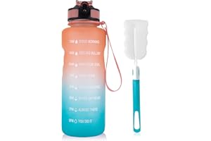 WIEDALK 1.5 L Trinkflasche, BPA-freies Tritan-Material 1500 ml Große Sportwasserflasche mit Trinkhalm und Zeitmarkierung, das beste Zubehör für Sport, Fitness, Laufen, Wandern - Spülmaschinenfest