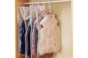 LEMCC 4 bolsas de ropa colgantes de compresión al vacío con cremallera lateral, cubierta antipolvo para trajes, abrigos, chaquetas, vestidos, clóset